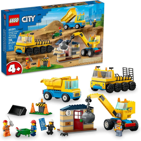 Lego City Construction Trucks and Wrecking Ball Crane 60391